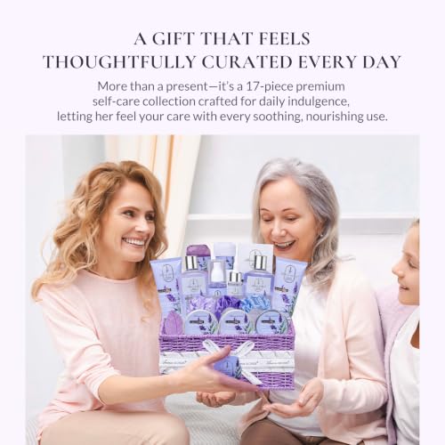 Spa Gifts for Women Bath and Body Lavender Gift Set, Spa Gift Basket for Self Care, Relaxing Bath Sets for Mom, Grandma, Girlfriend, Sister, Friends, Gifts for Women