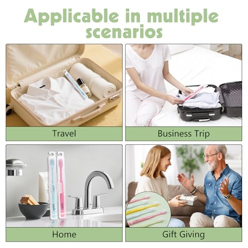 6pcs Travel Toothbrush Set, Extra Soft Toothbrushes for Adults Gentle Portable Manual Toothbrush with Individual Travel Case Deep Cleaning Flossing Toothbrushes for Sensitive Teeth(Multicolor)