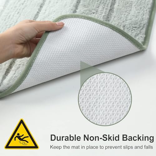 Kmson 2 Piece Ombre Bath Mat Set for Bathroom, Non Slip Ultra Soft and Thick Water Absorbent Bath Carpet, Machine Washable & Quick Dry Bathroom Rug, for Bedroom Door Living Room Green - color: Green Rug, size: 17" x 24" + 20" x 32"
