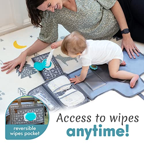 Kopi Baby Portable Diaper Changing Pad-Baby Diaper Changer Travel Bag with Wipes Pocket, Smart Design Portable Changing Mat, Infant Travel Station Kit,Gift for Newborn Girl & Boy-Grey Arrows, Premium - color: Grey Arrows, size: Premium