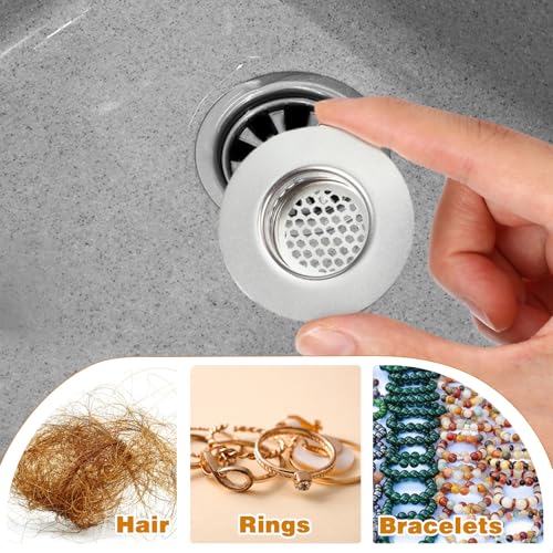 3pcs Bathroom Sink Strainer Fit Hole Size from 1.25" to 1.60" Bathtub Hair Catcher Bathroom Sink Drain Cover Stainless Steel Sinks Strainers Bath Tub Hair Catcher Mesh Sinks Strainer for Kitchen