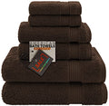 American Bath Towels 100% Cotton 6 Piece Turkish Towel Set, Ultra Soft Absorbent Bathroom Towels, 2 Bath Towel 2 Hand Towels 2 Washcloths, Brown - color: Brown, size: 6 Piece Towel Set XL