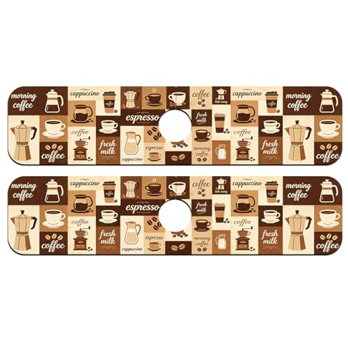 2 Pcs Kitchen Sink Splash Guard Faucet Mat Coffee Pattern Faucet Mat for Sinks Absorbing Drying Mats for Kitchen Bathroom - color: Coffee Pattern