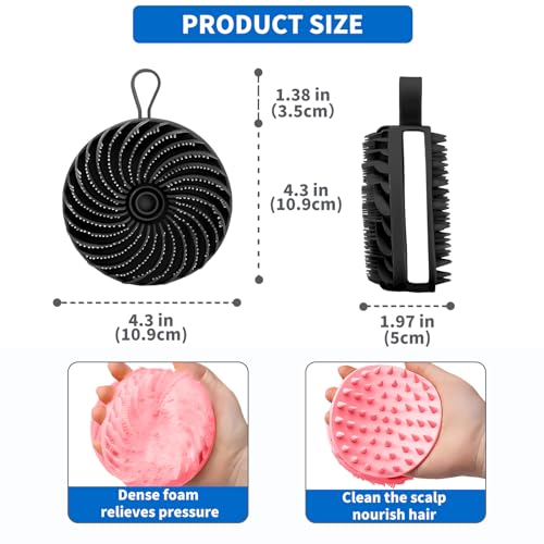 2 Pcs Larger Silicone Body Scrubber&Scalp Massager Hair Growth,Dual Sided Dual-Use,Exfoliating Body Scrubber,Wet&Dry Brush for Hair Massager Scalp,Silicone Shower Scrubber (Black and Pink) - color: Black and Pink