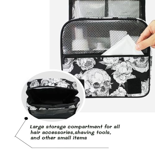 MNSRUU Hanging Toiletry Bag Goth Skull Makeup Bag Portable Travel bag for Toiletries Organizer Bags for Women Men, Travel-Essentials Bag - color: Skull 03