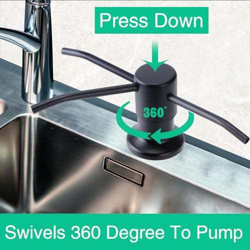 Soap Dispenser for Kitchen Sink, Built in Sink Soap Dispenser, Countertop Soap Dispenser Pump with 47" Extension Tube kit, No Need to Fill Little Bottle Again, Black - color: Black