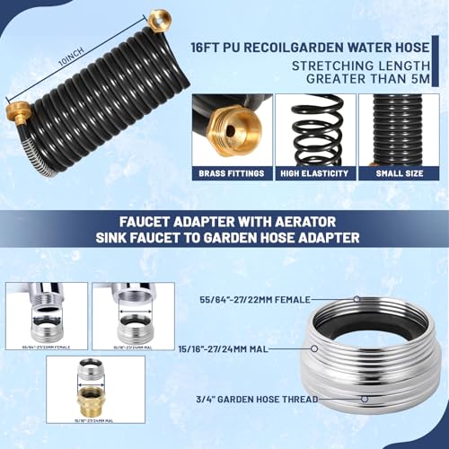 Drain Bladder Kit, Drain Cleaning Bladder With Water Stop Valve Faucet Adapter And 16 3/8ft Garden Hose, Drain Blockage Unclog Kit For Bathroom Drains Kitchen Sinks, Fit 4 To 6 IN Drain Pipes