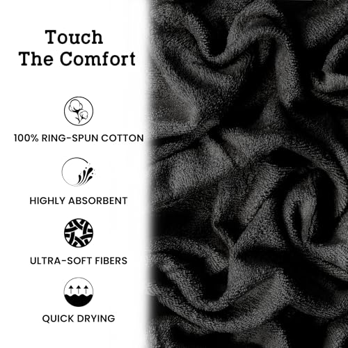 Casa Lino Face Towels & Body Wash Cloths for Showering - 100% Cotton Wash Cloths for Bathroom - Highly Absorbent & Quick Drying Washcloth Set - Cotton Washcloths 24 Pack (12" x 12" | Charcoal Black) - color: Charcoal