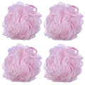 60g/pcs Pink Mesh Bath Sponge Shower Pouf Loofahs Shower Puff Pack of 4 (Pink) - color: Pink
