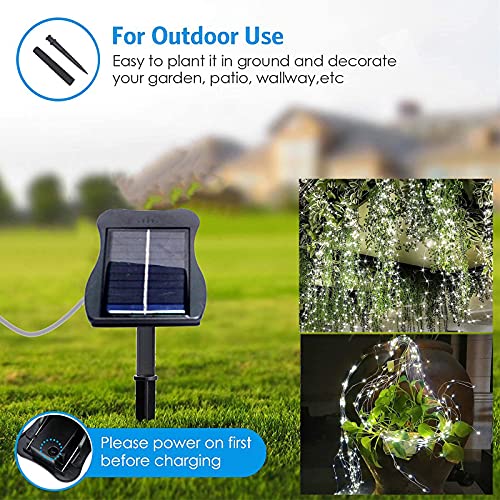 ANGMLN Solar Garden Lights Outdoor, Solar Watering Can Lights Garden Decor Gifts for Grandma Mom, Waterproof Hanging Lantern with String Lights Yard Decoration (Cool White-No Can) - color: Cool White Waterfall