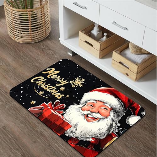 Identiy Christmas Bath Mat, Cute Funny Christmas Santa Bathroom Rug, Soft Super Absorbent Machine Washable Quick Dry and Non-Slip Bathtub Mat for Tub Shower Bathroom Floor 17"x29.5" - color: Cute Funny Christmas Santa