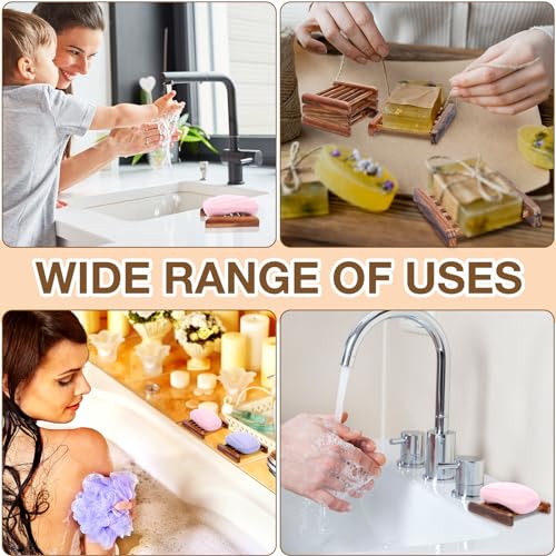 Amyhill 25 Pcs Bamboo Wood Soap Dish Bulk Bathroom Wooden Soap Holder Savers Self Draining Dishes Handcraft Tray, 3.3 x 3.3 x 0.67 Inch (Charcoal Color) - color: Charcoal Color