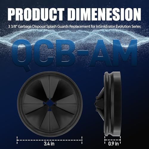 3 3/8" Garbage Disposal Splash Guard Sink Baffle QCB-AM Replacement for InSinkErator Evolution Series, Upgraded Funmit Removable Quiet Collar Drain Plugs, Garbage Disposer Accessories, Black - color: Black - 2 Pack