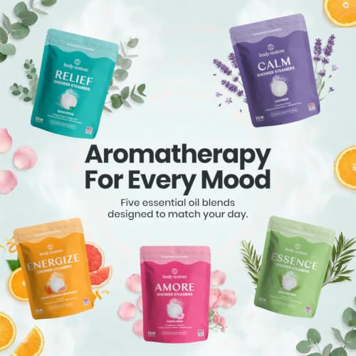 Body Restore Shower Steamers Aromatherapy 15 Pack – Fathers Day Gift for Dad, Birthday Gifts for Women & Men, Spa Stress Relief & Relaxation Self Care Gifts – Premium Eucalyptus Essential Oil Tablets - color: Eucalyptus 15 Pack