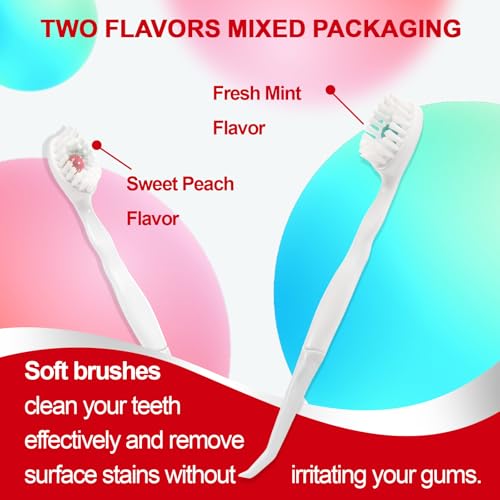 Mini Disposable Toothbrushes with Toothpaste and Toothpick, Tongue Cleaners, Reduce Bad Breath, Tongue Scraper, Prepasted Toothbrush, Pick for Work or Travel (Mix, 20pcs) - color: Mix