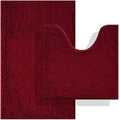 BOANKODU Bath Mat Set, 2 Piece - Soft Chenille, Non-Slip, 32x20 Inch + 20x20 Inch U Shape, Machine Washable (Burgundy) - color: Burgundy, size: 20" x 32" + 20" x 20" (U-Shape)