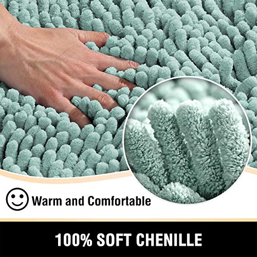 H.VERSAILTEX Bath Mats - Non Slip Luxury Chenille Bathroom Rugs, Extra Soft Absorbent Shaggy, Washable Fast Dry 2 Piece (Aqua Foam, 20" x 32"/17" x 24") - color: Aqua Foam, size: 20" x 32" Plus 17" x 24"