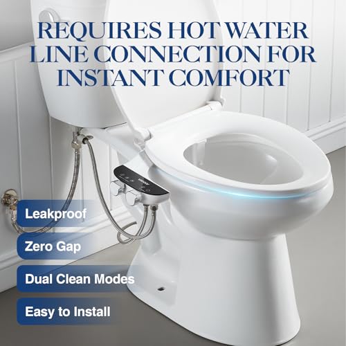 Bidet Attachment for Toilet Seat Non-Electric Bidet Hot and Cold Water Bidet Attachment Toilet Adjustable Water Temperature Posterior/Feminine Wash Dual Retractable Nozzle(AM-US-TT18N)