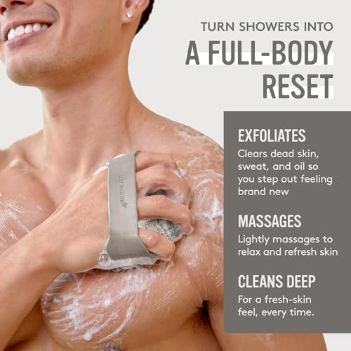 Sud Scrub® Antimicrobial Silicone Body Scrubber, Exfoliating Body Brush for Sensitive Skin, Antibacterial Shower Scrubber for Body, Bathroom Essentials for Men & Women, Clay - color: Clay