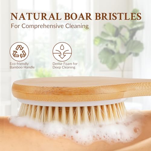 Long-Handled Bath Brush, Back SPA Exfoliating Brush Promotes Blood Circulation, Removes Dead Skin Cells, Nourishes Healthy Skin, Dual-Use Wet/Dry Body Brush, 2 Pack - size: Circle