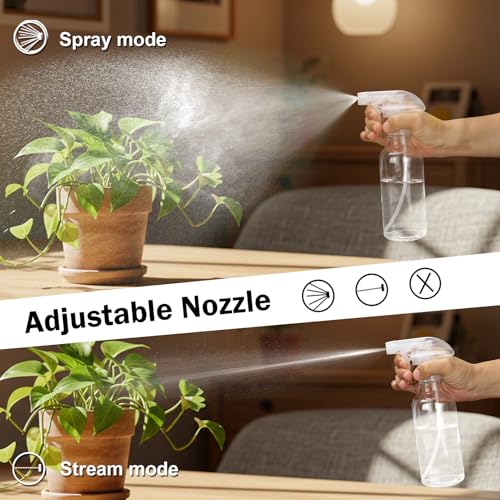 Glass Spray Bottles 12oz Empty Spray Bottle Mist/Stream Spraying Small Refillable Containers for Hair Care, Cleaning Solutions, Plants, Essential Oils 2 Pack (Clear, 12oz) - color: Clear, size: 12oz