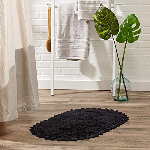 DII Crochet Collection Reversible Bath Mat, Large Oval, 21x34, Black - color: Black, size: 1'9" x 2'10" (Oval)