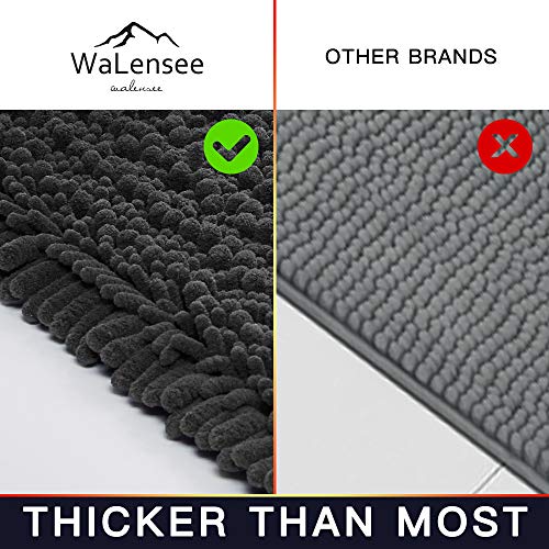 Walensee Bathroom Contour Rug Non Slip Toilet U Shaped Bath Mat (20x24, Dark Grey) Water Absorbent Super Soft Shaggy Chenille Machine Washable Dry Extra Thick Perfect Absorbant Best Plush Carpet - color: Dark Grey, size: 20"x24" Contour Rug