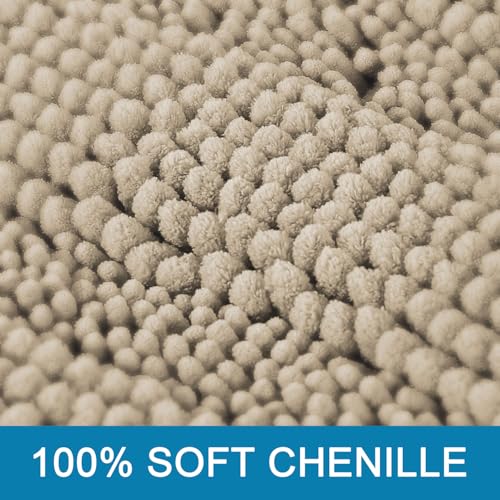 H.VERSAILTEX Bath Mats for Bathroom Non Slip Thick Chenille Striped Bath Rug Absorbent Fluffy Soft Shaggy Rugs Washable Dry Fast Plush Mats for Indoor, Bath Room, Tub - 20" x 32", Fog - color: Fog, size: 20" x 32"