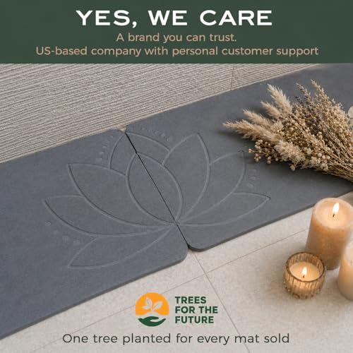 Stone Bath Mat Set for Bathroom – 2 Pack Diatomaceous Earth Bath Mat, Quick Dry Non Slip Bathroom Stone Mat, 23.6”×15.4” West + East | JapandiSpirit Lotus Fusion - color: Lotus Fusion Pack