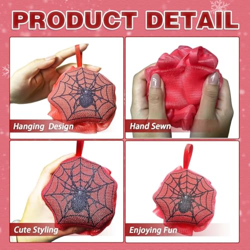 2Pcs Bath Sponge Loofah, Spider Shower Loofahs Exfoliating Body Scrubber, Body Wash Puff Shower Puff, Loofah Sponge for Men Women - color: Blue Red-a