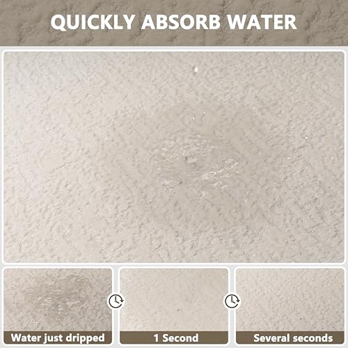 Bathroom Mat Quick Dry Low Profile Washable Bathroom Rugs Non Slip Bath Rug Ultra Thin Bath Mat Fit Under Door, Cream White 17" × 32" - color: Cream, size: Medium(17"x 32")