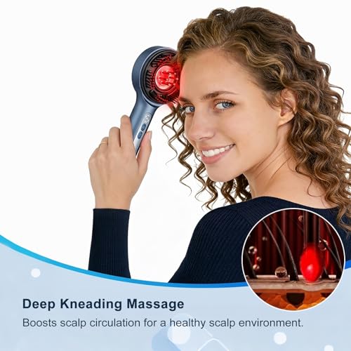 Rechargeable Scalp Massage Comb - Mimics Hand-like Kneading for Daily Hair Maintenance & Relaxation, Cordless with Oil Applicator for Men & Women - color: Blue