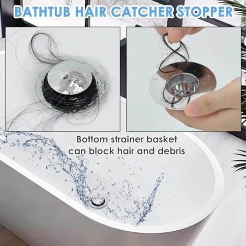 BAOLSLS Bathtub Drain Stopper, Pop Up Tub Drain Hair Catcher, Bath Tub Drain Plug and cover for 1.45-1.8in Drain Hole, Replaces Lift and Turn, Tip Toe or Trip Lever, Silver - color: Chrome Silver