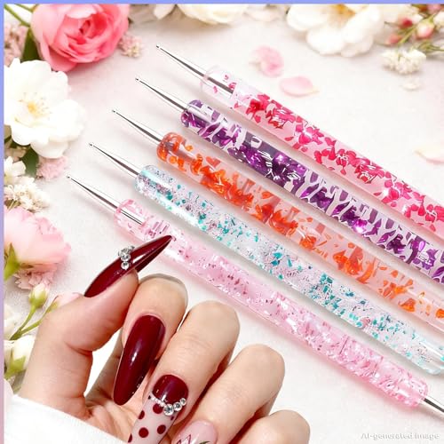 Artdone Nail Art Pens And Brushes Set With Liner Paint Dotting Tools | 11PCS Black Color Nail Tools For Long Lines, Thin Details, Fine Drawing For UV Gel Polish Design Sizes 5/8/12/20/25mm - color: Black Set with Stands