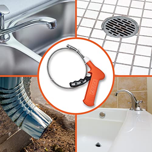 Pistol Grip Grabber Claw, Drain Clog Pickup Snake, Remove Hair and Clogs from Sink, Shower, Tub, Toilet Drains, 2-Ft