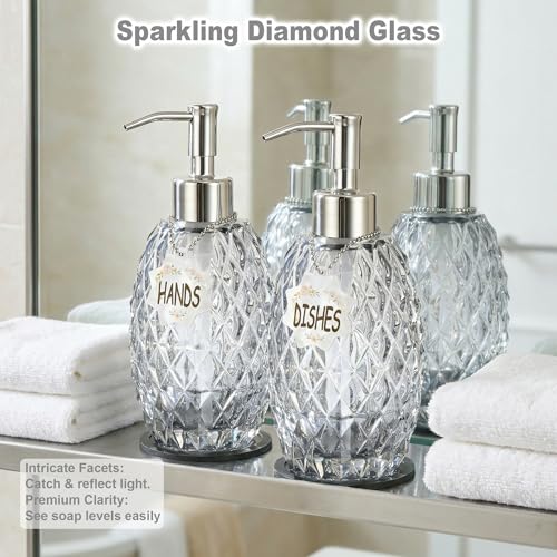 MALACHI Glass Soap Dispenser, 304 Rustproof Stainless Steel Pump, Refillable Multi‑use for Hand Soap, Dish Soap, Body Wash, Shampoo, Baby Wash for Bathroom Kitchen & Commercial - color: Black