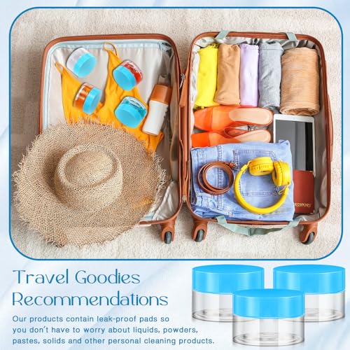 Patelai 4 Pieces Round Wide-mouth Leak Proof Plastic Container Jars with Lids for Travel Storage Makeup Beauty Products Face Creams Oils Salves Ointments DIY Making(1 Ounce,Blue) - color: Blue, size: 1 Ounce