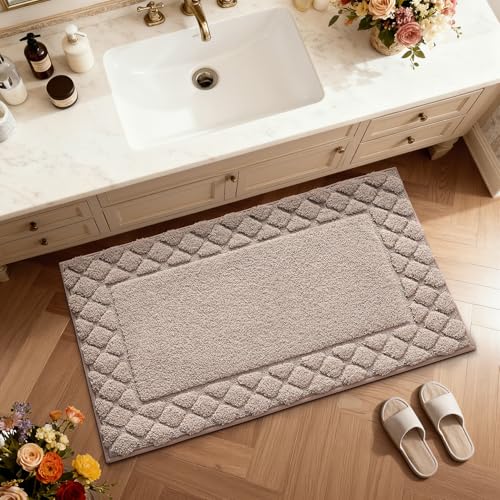 LUMI Bathroom Rugs, Ultra Soft Absorbent Bath Mat for Shower, Non Slip Washable Bath Rugs with Rubber Backing, Microfiber Plush Quick Dry Floor Mat for Bathtub, Floor, Brown, 24x36 - color: Brown, size: 24"x36"