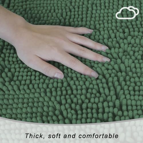 Chenille Bath Rug Runner, Ultra Soft Absorbent Bathroom Mat, Non-Slip PVC Backing, Machine Washable, 70x24, Dark Green - color: Dark Green, size: 2' x 5'10" (70"x24")