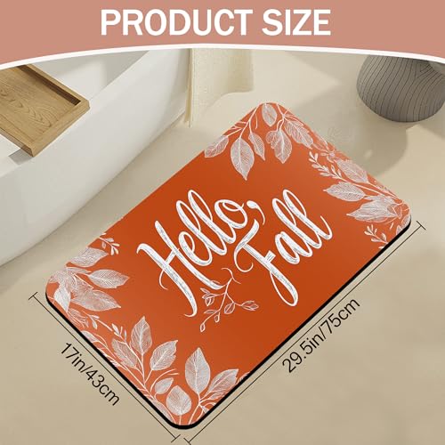 Autumn Themed Bathroom Rugs,Bath Mats for Bathroom,Leaf Low Pile Absorbent Bath Mat,Rubber Backing Non Slip Washable Thin Quick Dry Door Mat 17x29.5 Inch - color: Autumn Themed,leaf