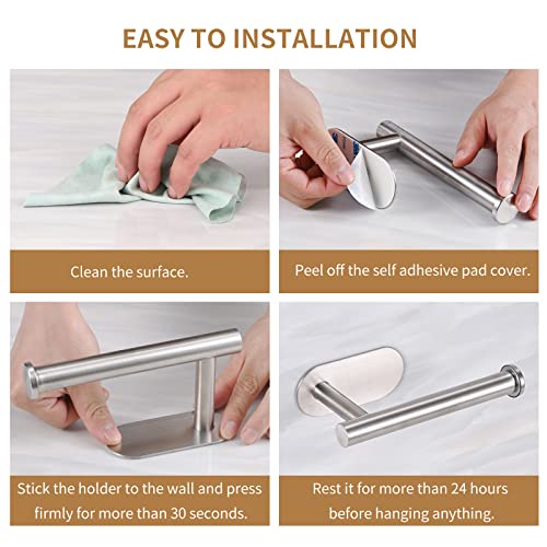 LAYUKI Toilet Paper Holder,Adhesive,Matt Black,Wall Mount,Toilet Paper Roll Holder,no Drilling,Bathroom/Rv/Washroom, SUS 304 Stainless Steel, Rustproof (Black, 1 Piece) - color: Siler, size: 1 Piece