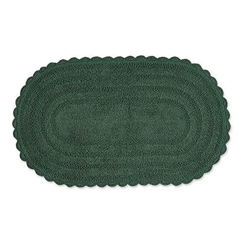 DII Crochet Collection Reversible Bath Mat, Large Oval, 21x34, Dark Green - color: Dark Green, size: 1'9" x 2'10" (Oval)