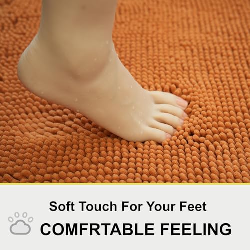 Bathroom Rugs Chenille 3-Piece Extra Soft and Absorbent Shag Bathroom Rugs, Machine Wash Mat, Strong PVC Non-Slip Underside, Plush Carpet Mats (Champagne) - color: Champagne, size: 2'8" x 1'8" (16x24"+20x32"+20x20"U shape）