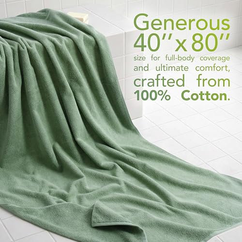American Soft Linen 100% Cotton Luxury Turkish Towels, 40x80 XL Bath Sheet | Soft Absorbent Quick Dry OEKO Tex Standard 100 Certificated Durable Machine Washable Breathable Premium Hotel Quality - color: Sage Green, size: 40"x80"