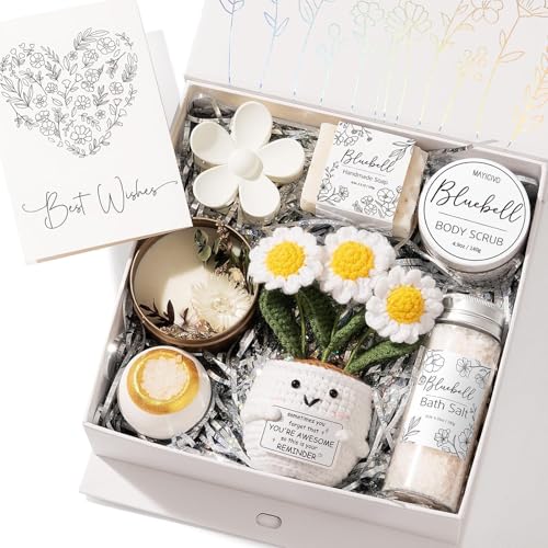 Spa Gifts for Women Bath Gift Set, BlueBell Spa Gift Baskets Home Bath Set Self Care Kit Care Package Thank You Birthday Mothers Day Easter Gifts for Women Her Mom Best Friends Sister Teen Girl Wife - color: White-Bluebell