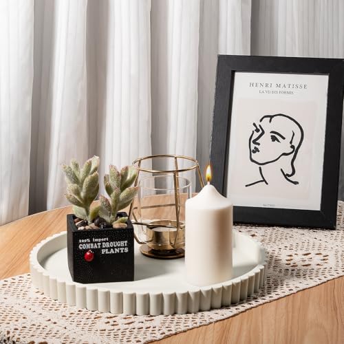 Round Bathroom Tray Silicone Kitchen Counter Decor Vanity Organizer Decorative Coffee Table Tray for Perfume, Candle, Soap Dish, 10 Inch, Beige - color: Beige, size: 10"