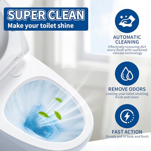 Automatic Toilet Bowl Cleaner with Unique Retrieval Rope - 2000 Flushes | Long Lasting Toilet Tank Cleaner, Blue Water Stain Remover and Deodorizer, Safe for Septic Systems, 1 Pack (90 Days)