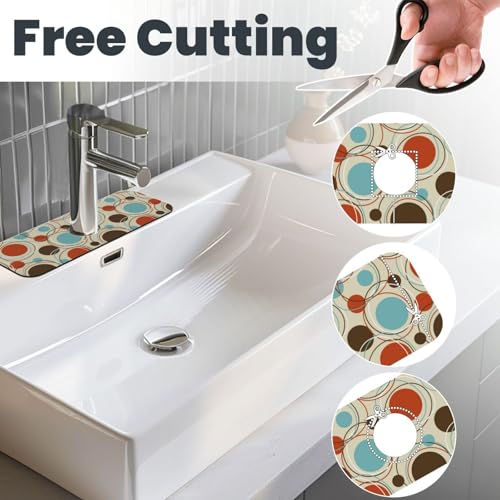 Mid Century Modern Retro Polka Dots 15" X 5.5" Kitchen Sink Splash Guard Faucet Faucet Guard Draining Mat Sink Splash Guard Faucet Kitchen Bathroom - color: Mid Century Modern Retro Polka Dots