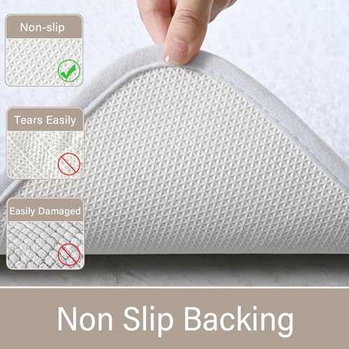 LOCHAS Bathroom Rugs Sets 3 Piece, Microfiber Bath Rug Set Non Slip Washable, Shaggy Toilet Rug Set Absorbent, Soft Cozy Bath Mat Set Quick Dry, White - color: White, size: 30" x 20" + 24" x 17" + U Shape 24" x 20"