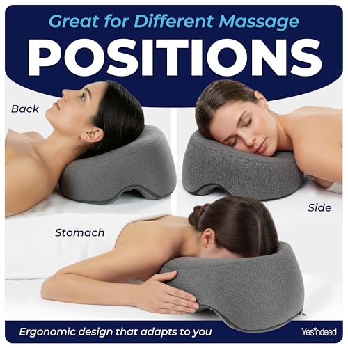 Face Down Pillow for Massage Bed – BBL & Eye Surgery Recovery Headrest | Stomach Sleeping Face Pillow for Prone Sleep, Tanning & Spa | Adjustable Memory Foam Cradle with Removable Cover (Grey) - color: Grey